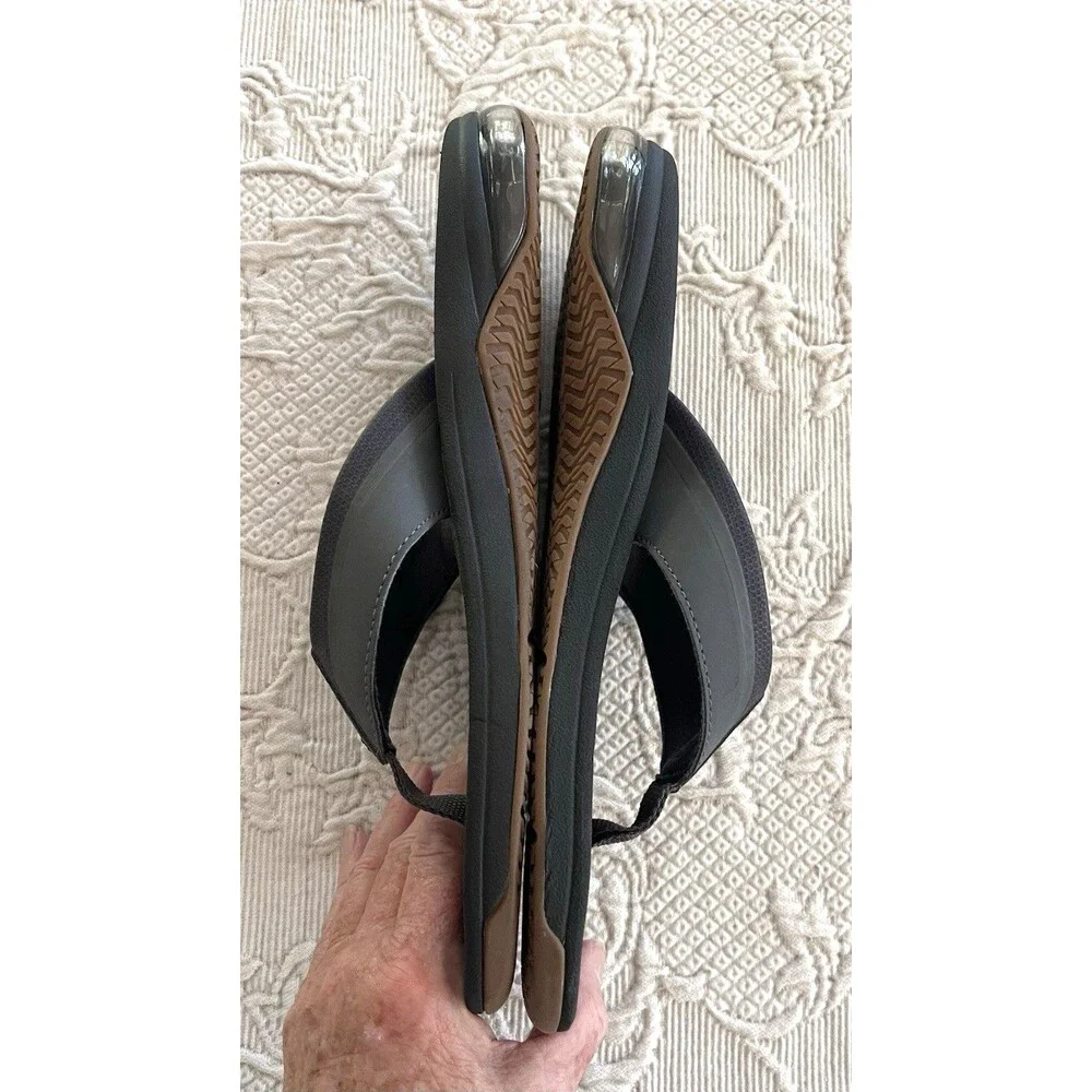 REEF Fanning Flip Flops Thong Sandals Gray Black Mens 11